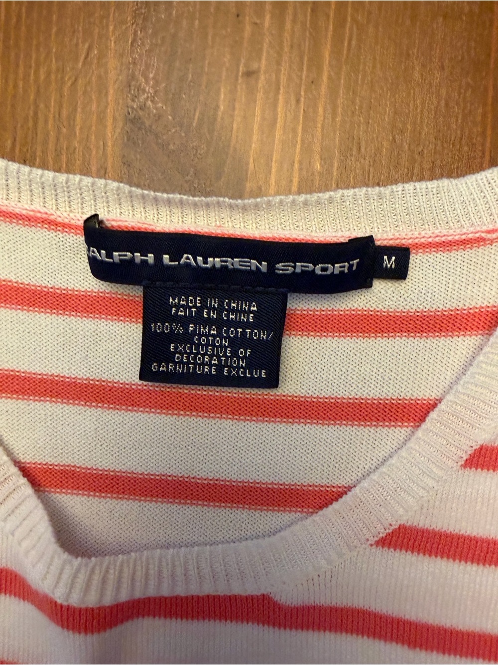 Ralph Lauren Sport Pink Stripe Crewneck Cotton Tee. Size M - Picture 3 of 8